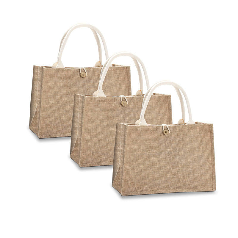 Natural Jute Tote Bags with Buttons 370x260x170mm