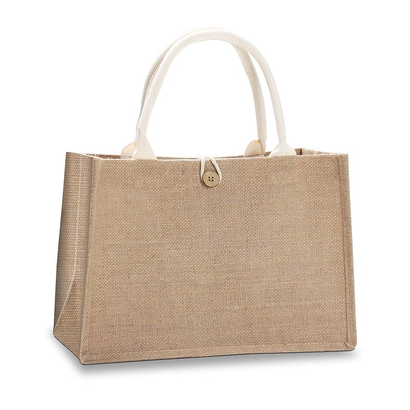Natural Jute Tote Bags with Buttons 370x260x170mm