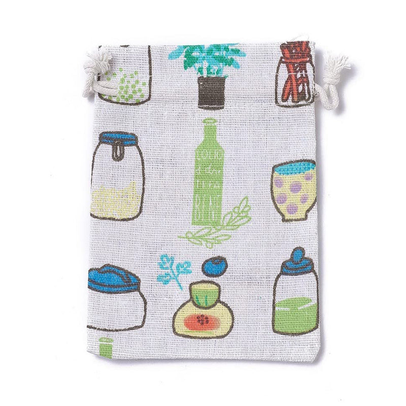 Linen Drawstring Bags Pot Culture Pattern - 3 Sizes