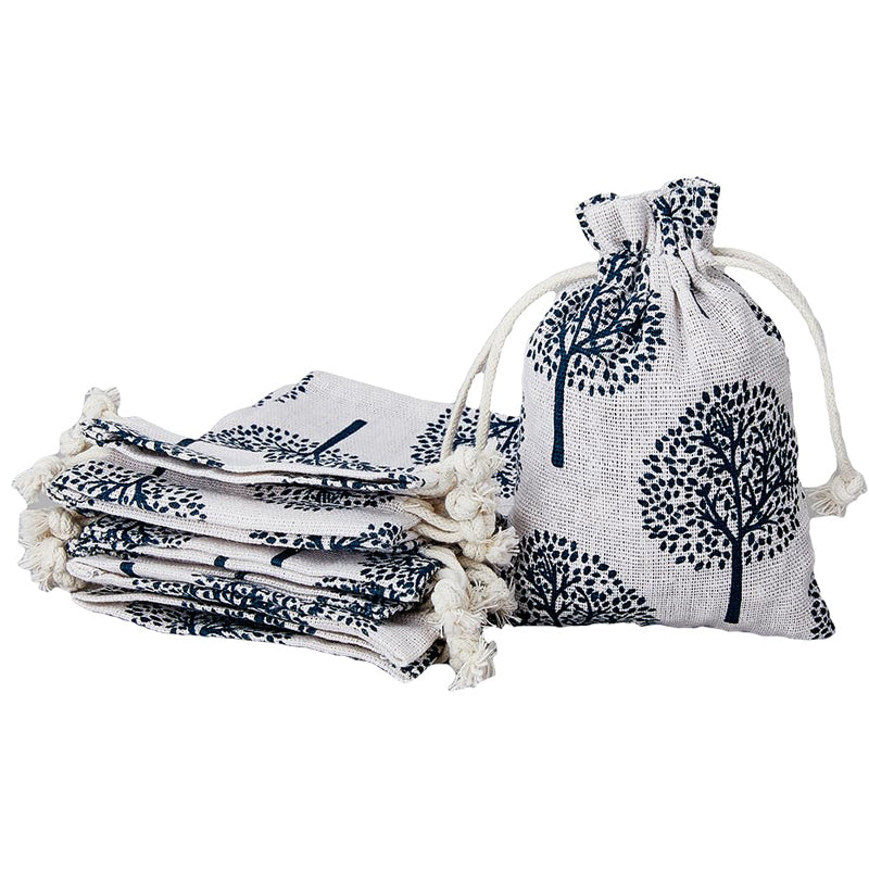 Linen Drawstring Bags Tree of Life Pattern - 3 Sizes