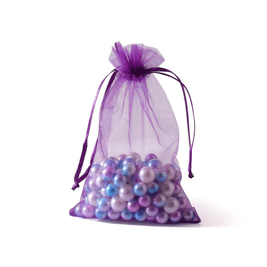 100pcs Dark Purple Sheer Organza Bags - 7 Sizes