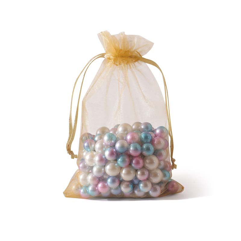100pcs Gold Sheer Organza Bags - 7 Sizes