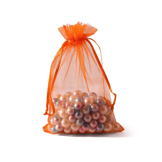 100pcs Orange Sheer Organza Bags - 7 Sizes
