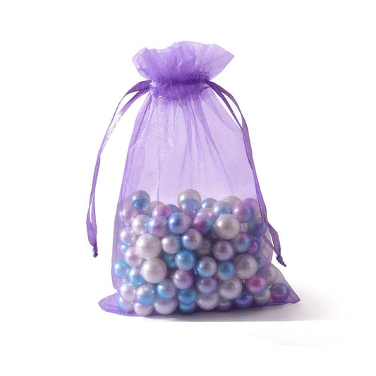 100pcs Purple Sheer Organza Bags - 7 Sizes