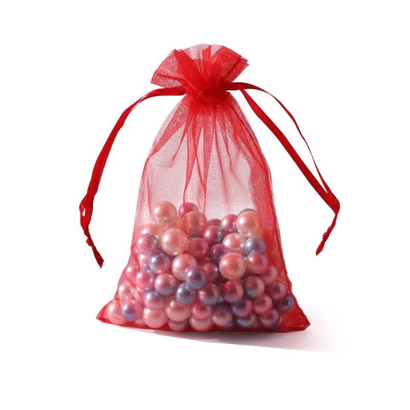 100pcs Red Sheer Organza Bags - 7 Sizes