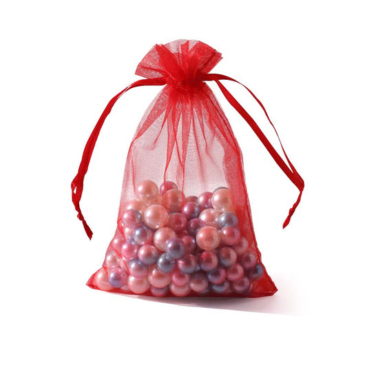 100pcs Red Sheer Organza Bags - 7 Sizes