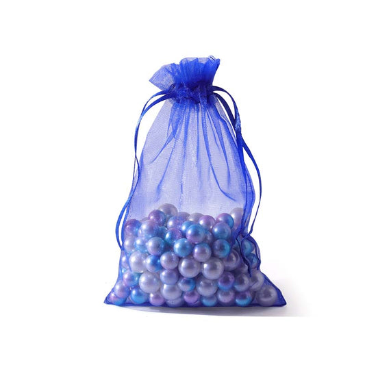 100pcs Royal Blue Sheer Organza Bags - 7 Sizes