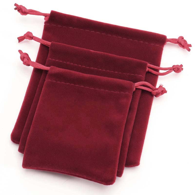 Single Sided Burgundy Velvet Drawstring Bags - 5 Sizes