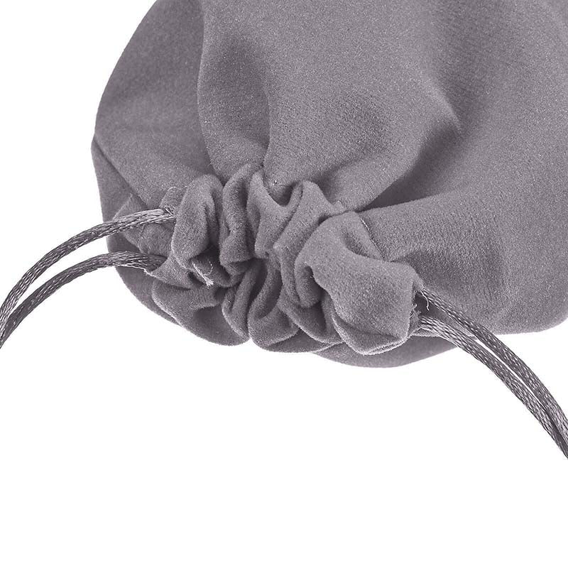 Single Sided Grey Velvet Drawstring Bags - 5 Sizes