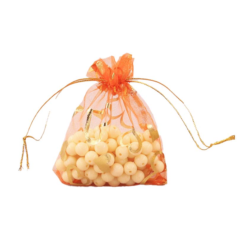 100pcs Organza Bags with Hearts Pattern - 7 Sizes
