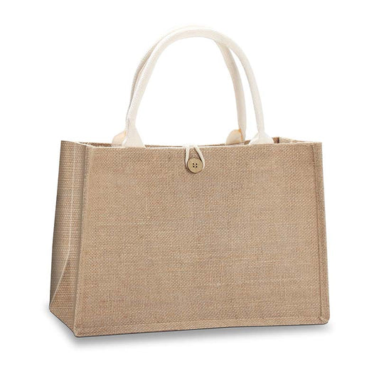 Natural Jute Tote Bags with Buttons 370x260x170mm