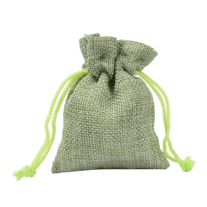 Burlap Jute Drawstring Bags Green - 7 Sizes