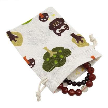 Linen Drawstring Bags Owl Pattern - 3 Sizes