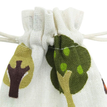 Linen Drawstring Bags Owl Pattern - 3 Sizes