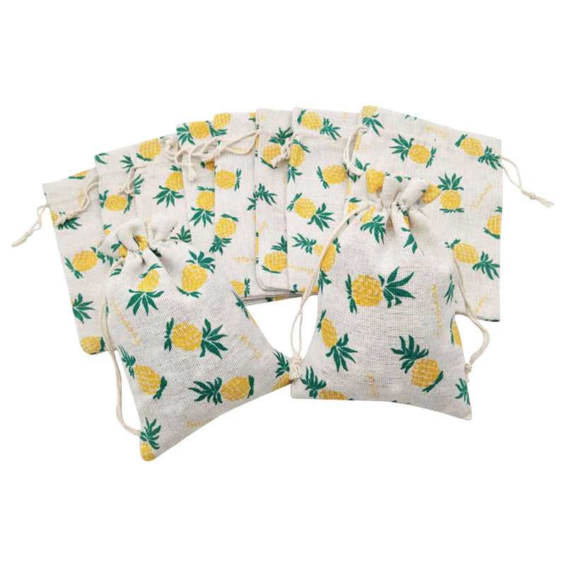 Linen Drawstring Bags Pineapple Pattern - 3 Sizes