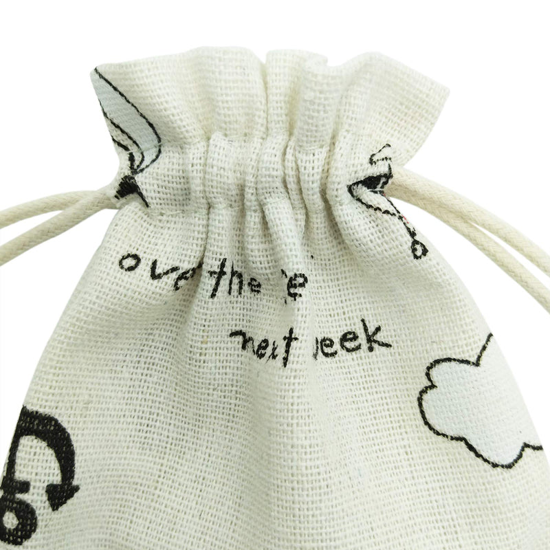 Linen Drawstring Bags Sailboat Pattern - 3 Sizes