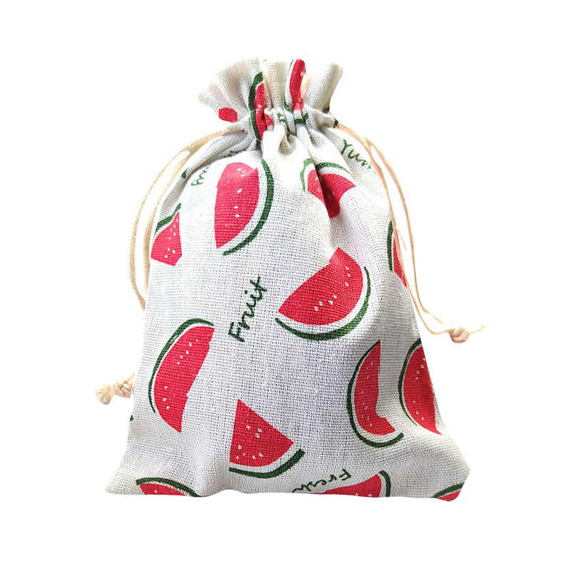 Linen Drawstring Bags Watermelon Pattern - 3 Sizes