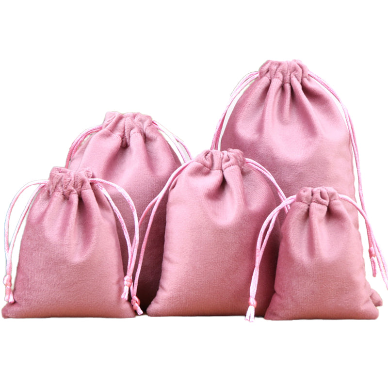 Luxury Soft Velvet Drawstring Bags Pink - 4 Sizes – Pot Packaging