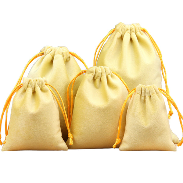 Luxury Soft Velvet Drawstring Bags Yellow - 4 Sizes – Pot Packaging