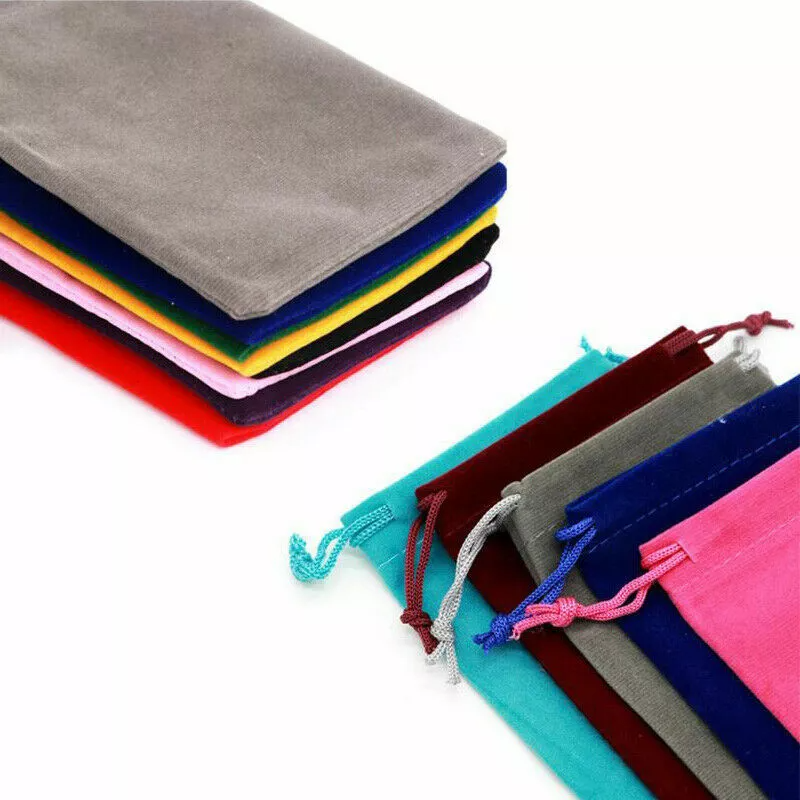 Luxury Soft Velvet Drawstring Bags Grey - 4 Sizes