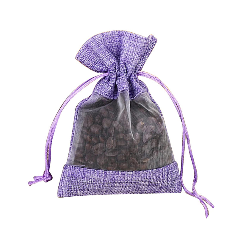 Burlap Jute Drawstring Bags with Sheer Organza Window 100x140mm