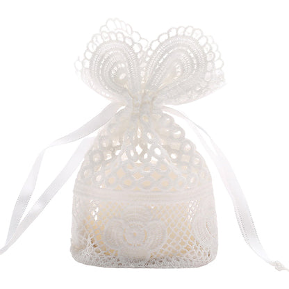 White Lace Drawstring Bags Wedding Favour Bags 100x140mm