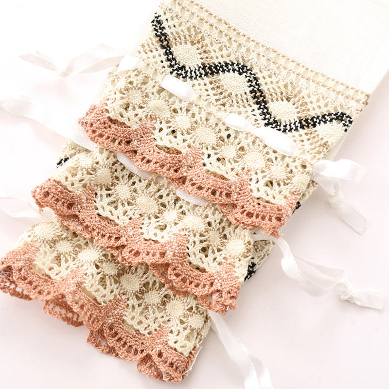 White Organza Drawstring Bags Lace Embroidery 100x140mm