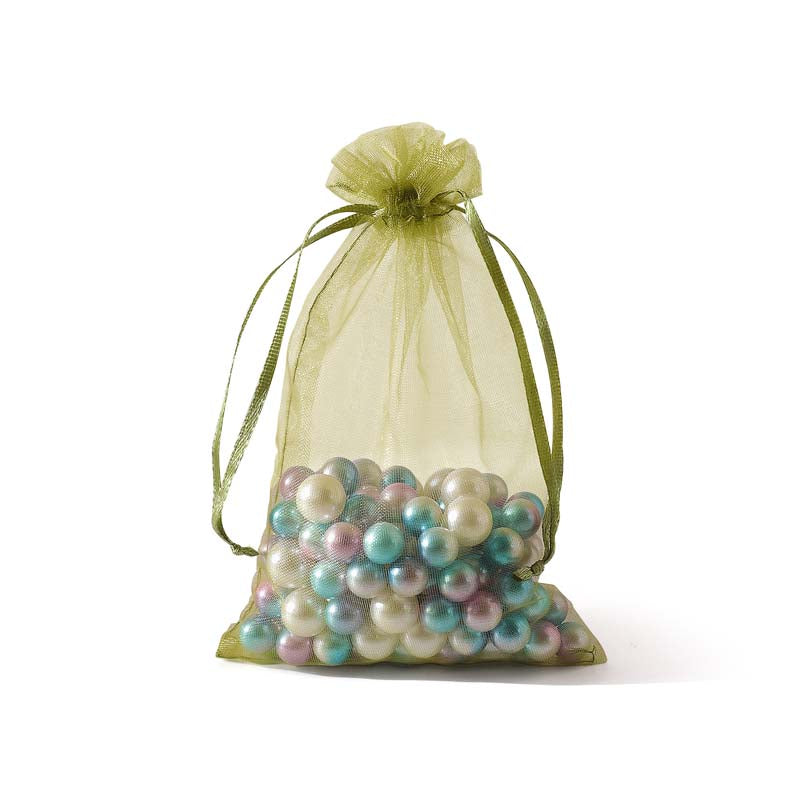 100pcs Army Green Sheer Organza Bags - 7 Sizes
