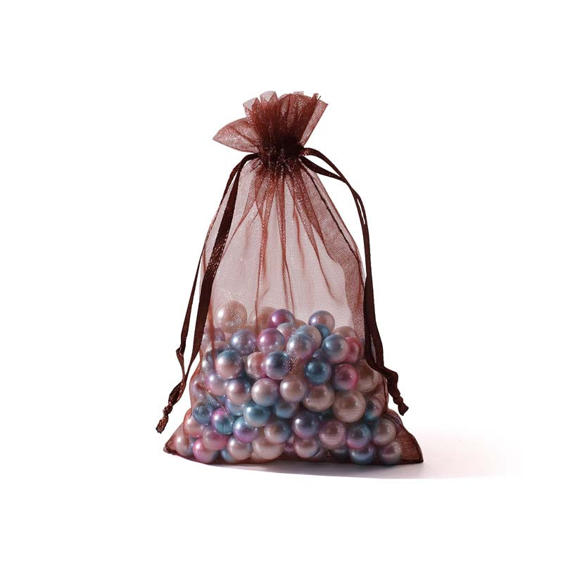 100pcs Brown Sheer Organza Bags - 7 Sizes