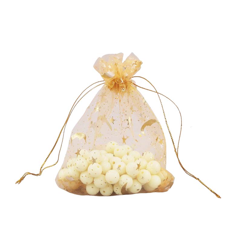 100pcs Organza Bags with Moons and Stars Pattern - 5 Sizes