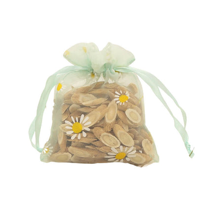 50pcs Organza Bags with Daisies Pattern - 3 Sizes