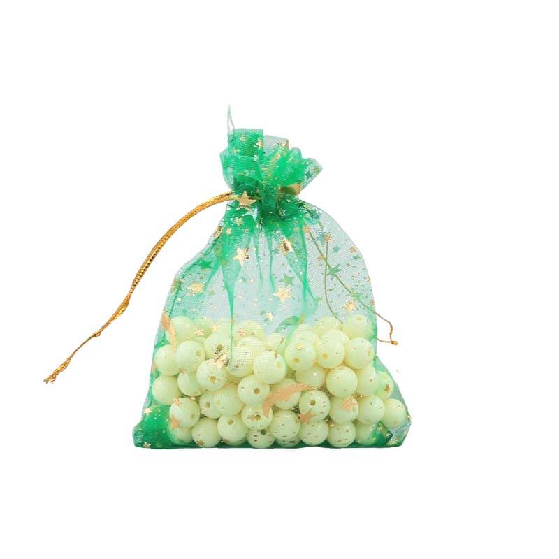 100pcs Organza Bags with Moons and Stars Pattern - 5 Sizes