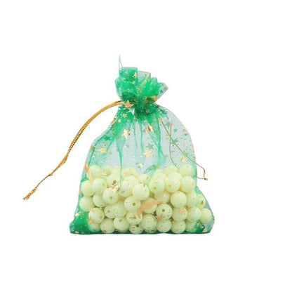 100pcs Organza Bags with Moons and Stars Pattern - 5 Sizes
