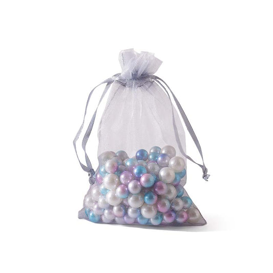 100pcs Grey Sheer Organza Bags - 7 Sizes