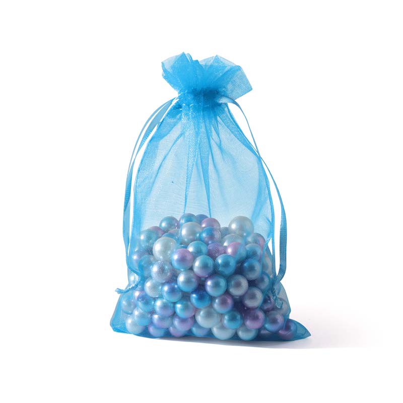 100pcs Lake Blue Sheer Organza Bags - 7 Sizes