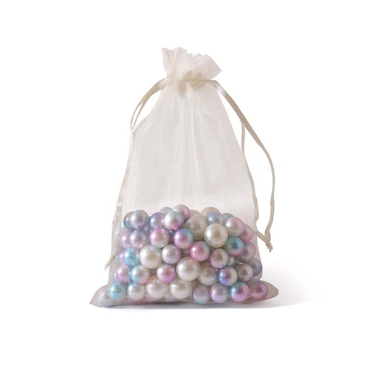 100pcs Off White Sheer Organza Bags - 7 Sizes