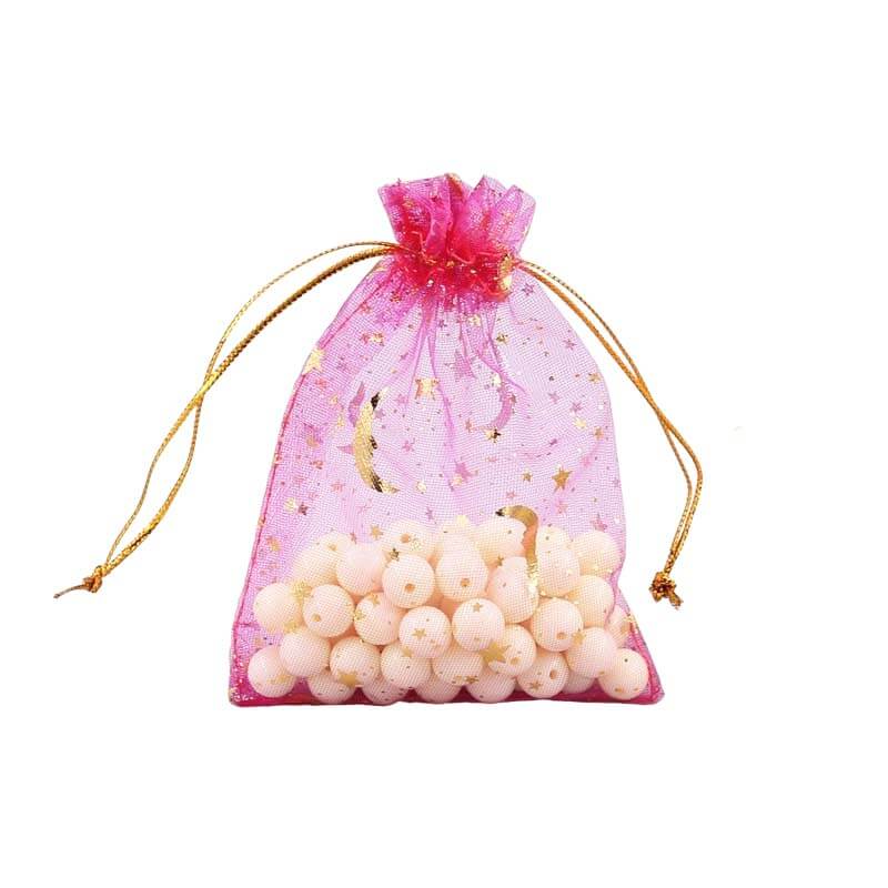 100pcs Organza Bags with Moons and Stars Pattern - 5 Sizes
