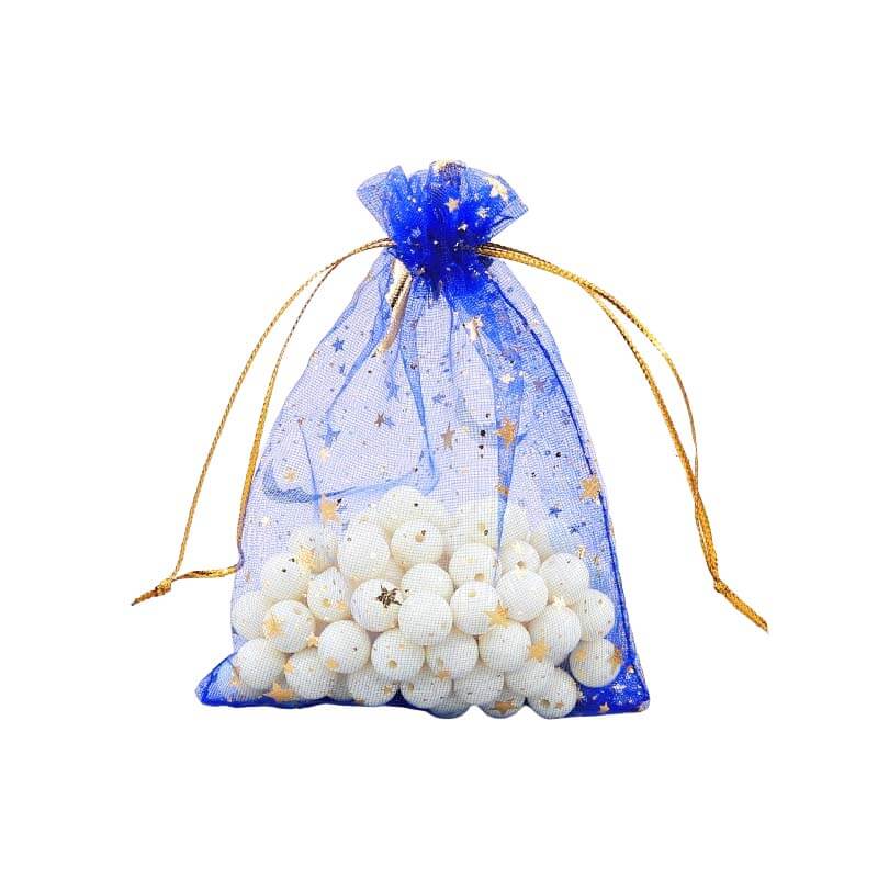 100pcs Organza Bags with Moons and Stars Pattern - 5 Sizes