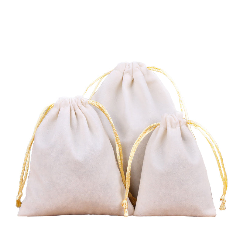Single Sided White Velvet Drawstring Bags - 5 Sizes – Pot Packaging