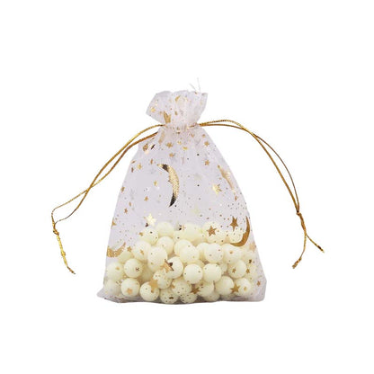 100pcs Organza Bags with Moons and Stars Pattern - 5 Sizes