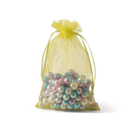100pcs Yellow Sheer Organza Bags - 7 Sizes